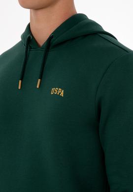 Erkek Regular Fit Kapüşonlu Şardonlu Koyu Yeşil Basic Sweatshirt - 50315582168