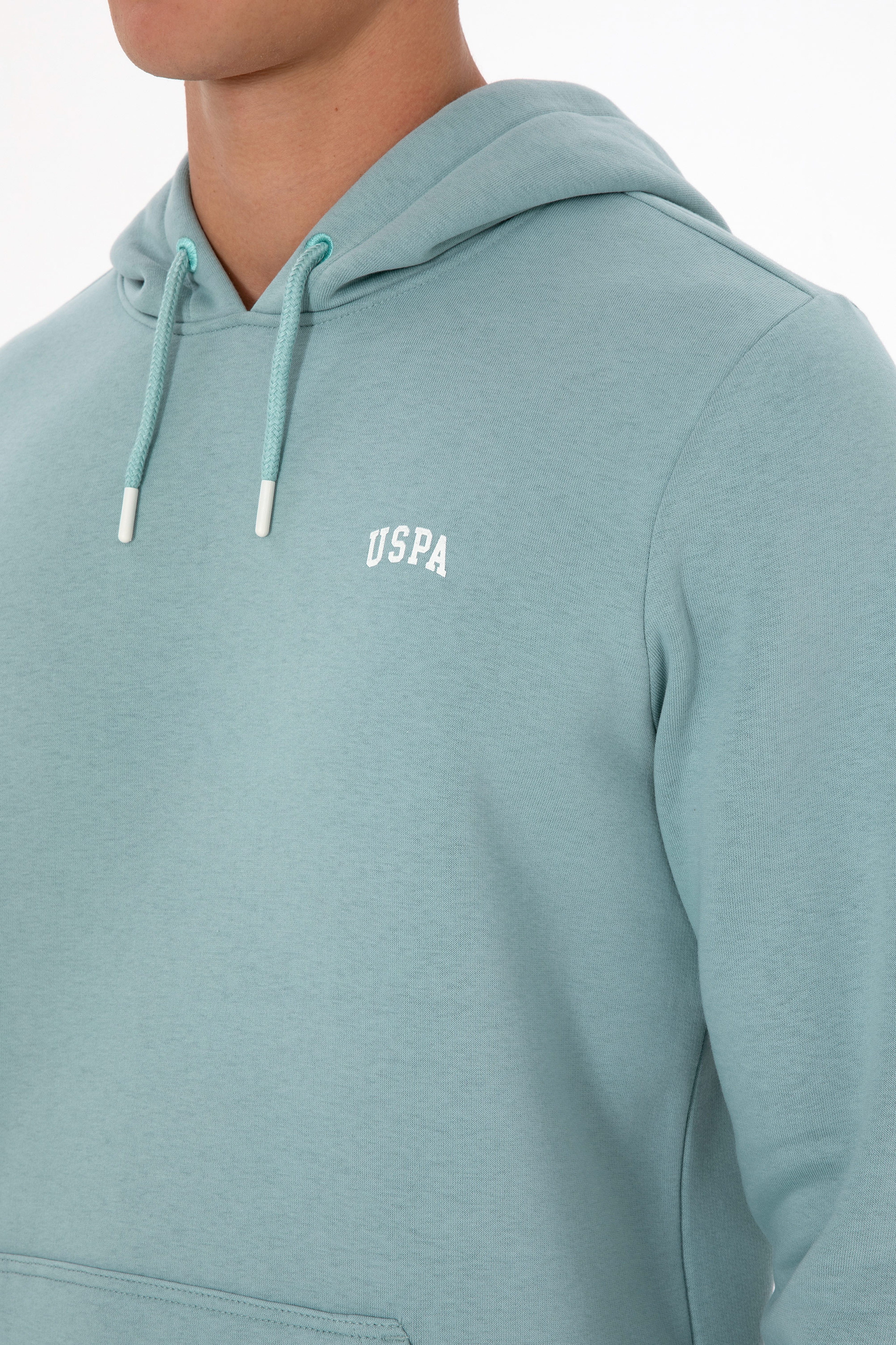 Erkek Regular Fit Kapüşonlu Şardonlu Mint Basic Sweatshirt - Image 7