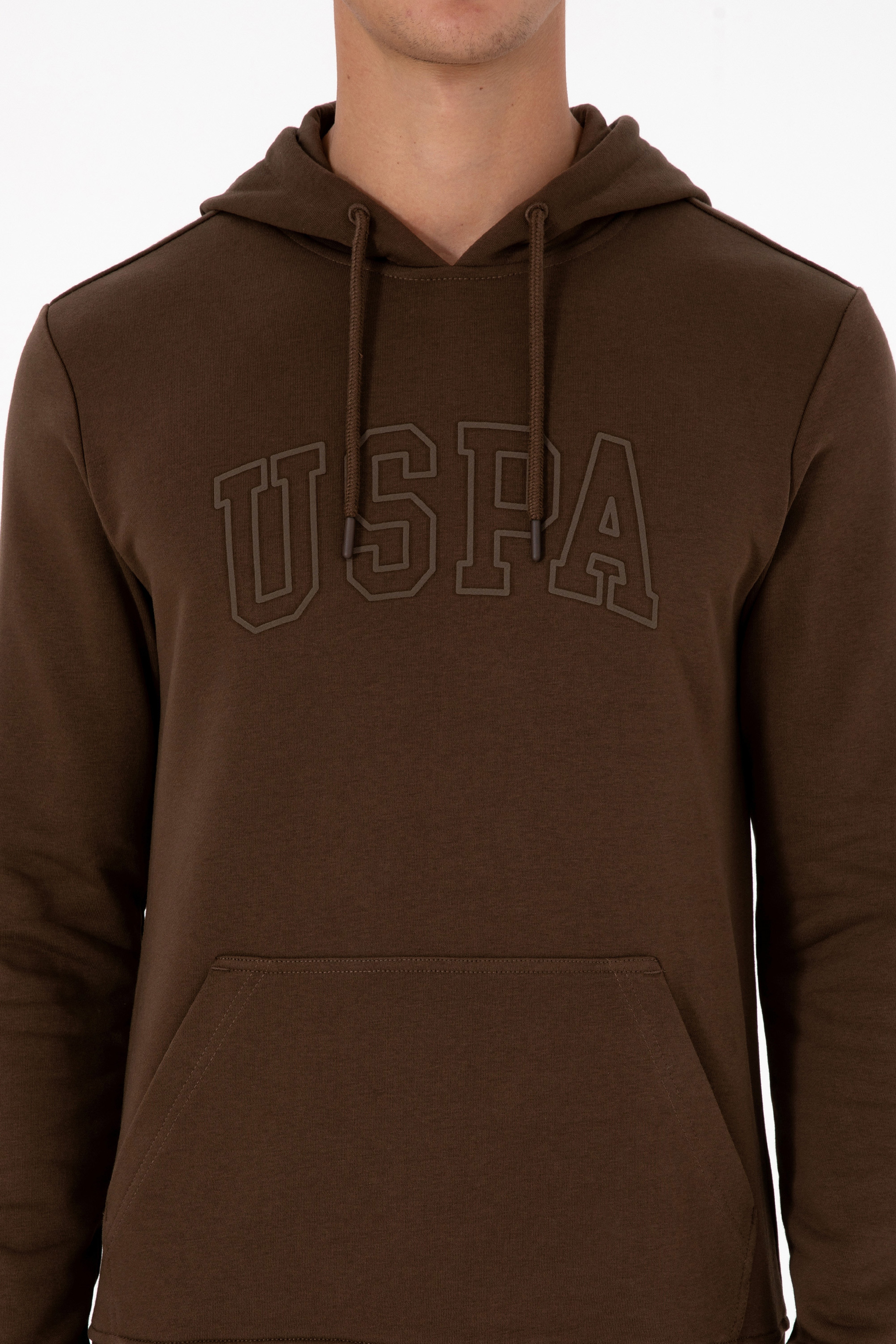 Erkek Regular Fit Kapüşonlu Kahverengi Basic Sweatshirt