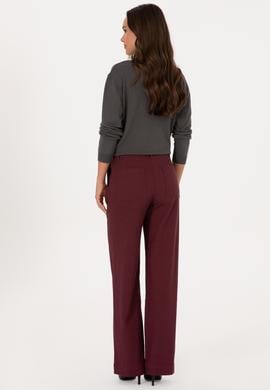 Kadın Bordo Loose Fit Kanvas Pantolon - 50316913014