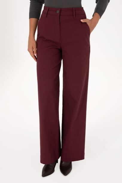 Kadın Bordo Loose Fit Kanvas Pantolon