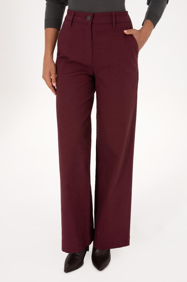 Kadın Bordo Loose Fit Kanvas Pantolon