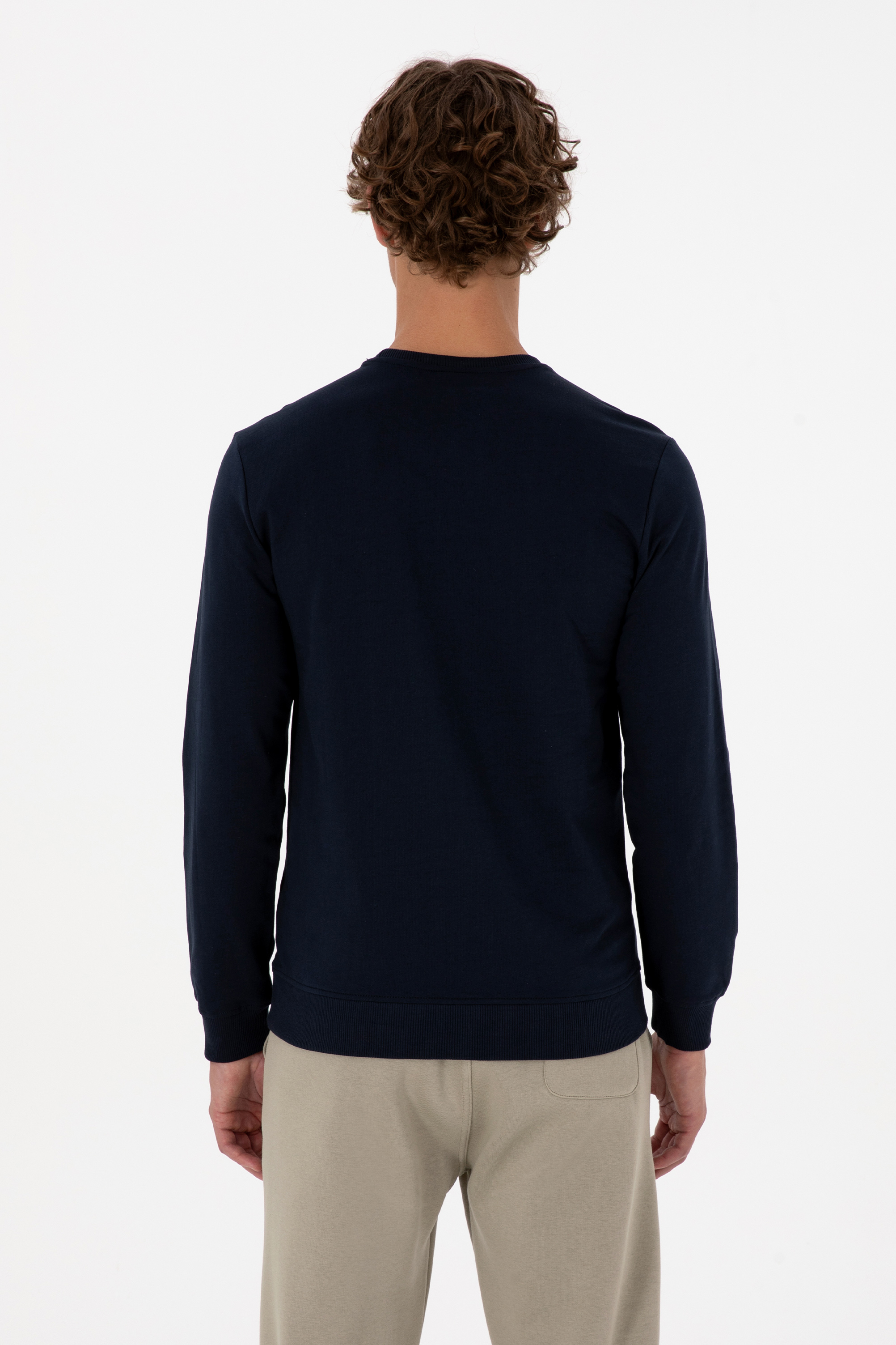 Erkek Regular Fit Bisiklet Yaka Lacivert İnce Sweatshirt - Image 5