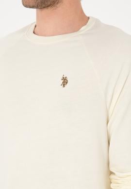 Erkek Regular Fit Bisiklet Yaka Krem İnce Basic Sweatshirt - 50313752067