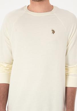 Erkek Regular Fit Bisiklet Yaka Krem İnce Basic Sweatshirt - 50313752067