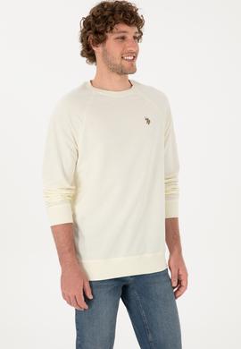 Erkek Regular Fit Bisiklet Yaka Krem İnce Basic Sweatshirt - 50313752067