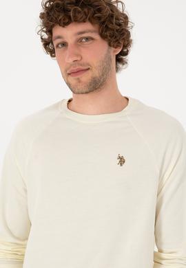 Erkek Regular Fit Bisiklet Yaka Krem İnce Basic Sweatshirt - 50313752067