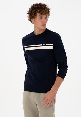 Erkek Regular Fit Bisiklet Yaka Lacivert İnce Sweatshirt - 50313801007