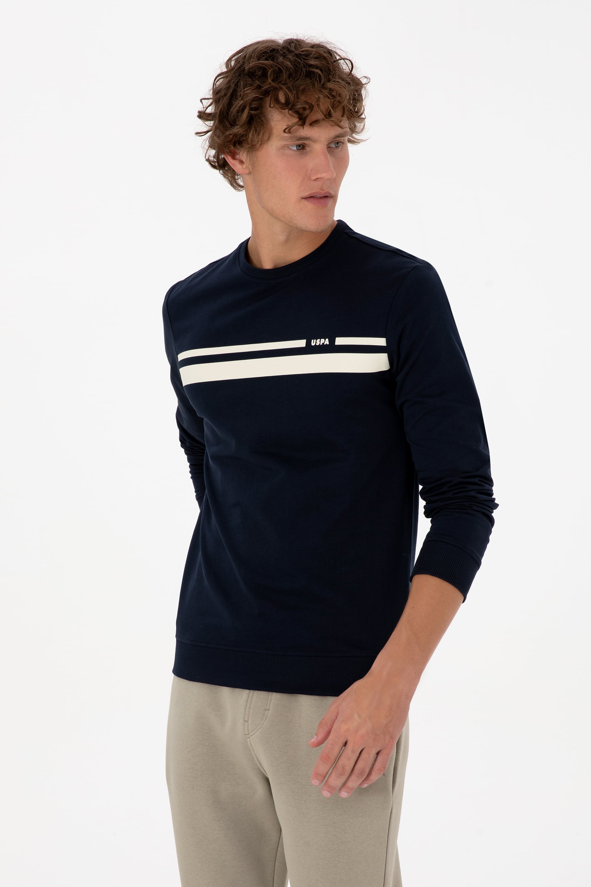 Erkek Regular Fit Bisiklet Yaka Lacivert İnce Sweatshirt - Image 3