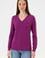 Kadın Violet V Yaka Basic Kazak