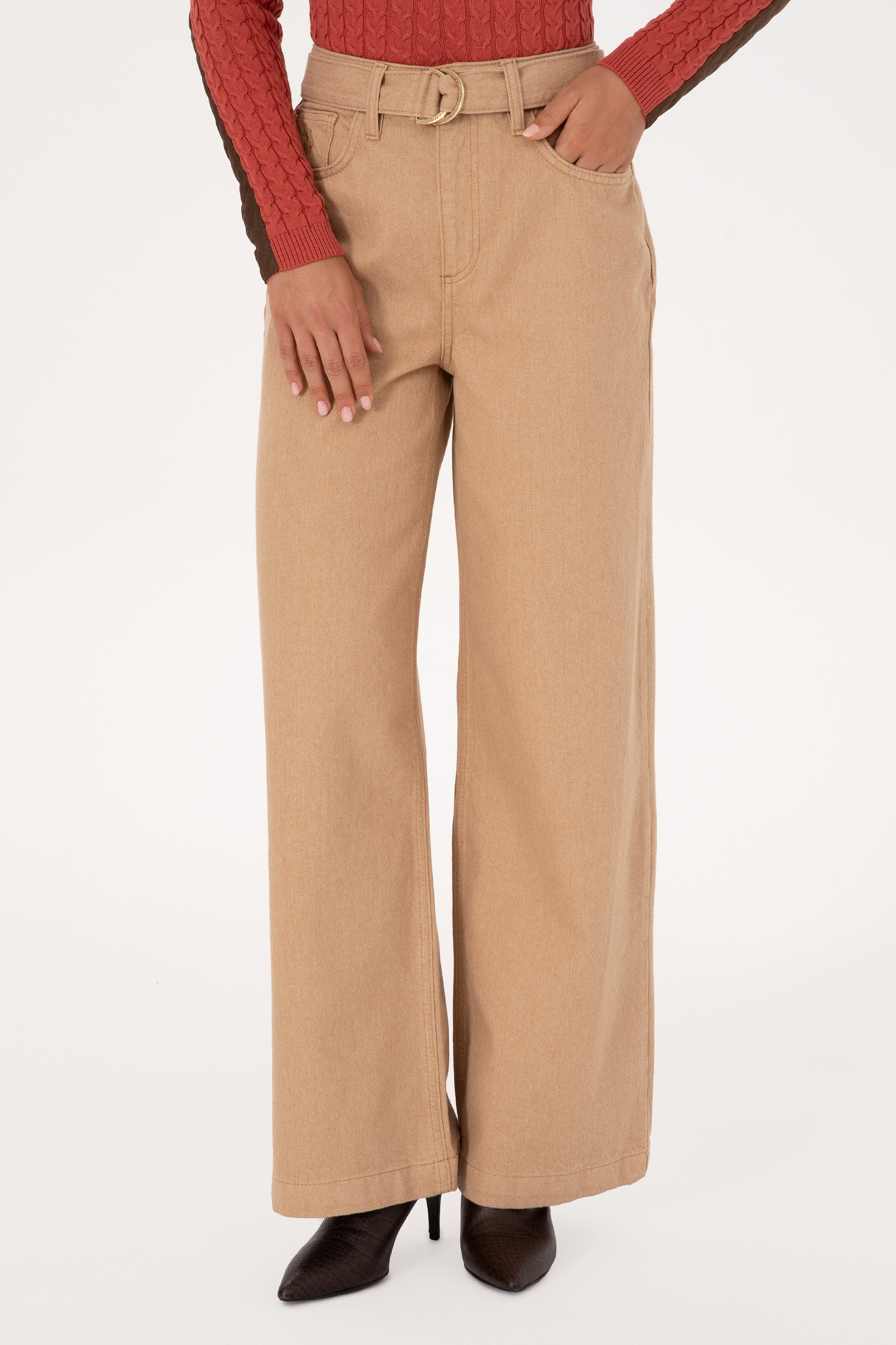 Kadın Camel Loose Fit Jean Pantolon - Image 2