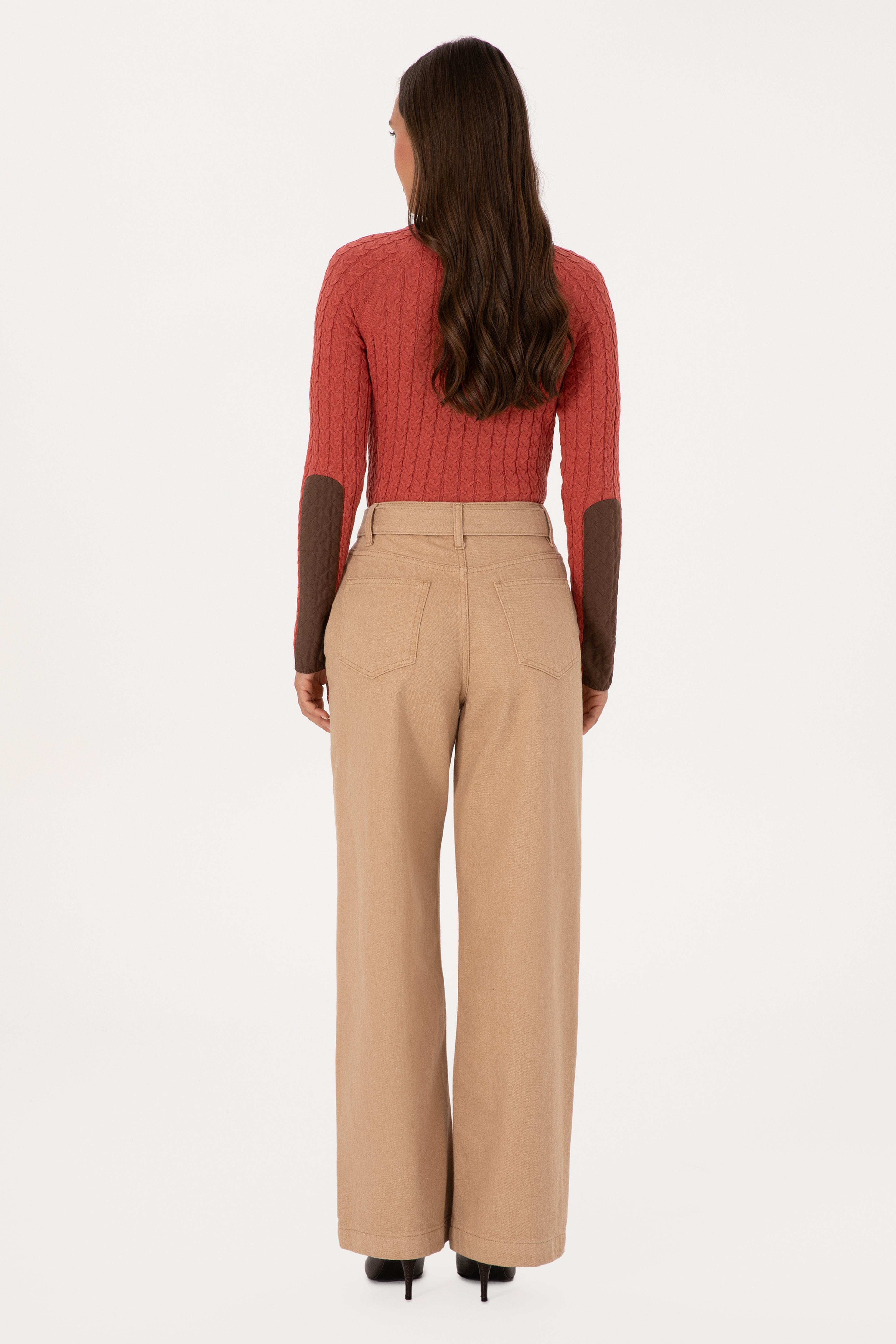Kadın Camel Loose Fit Jean Pantolon