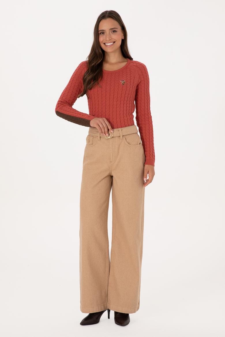 Kadın Camel Loose Fit Jean Pantolon