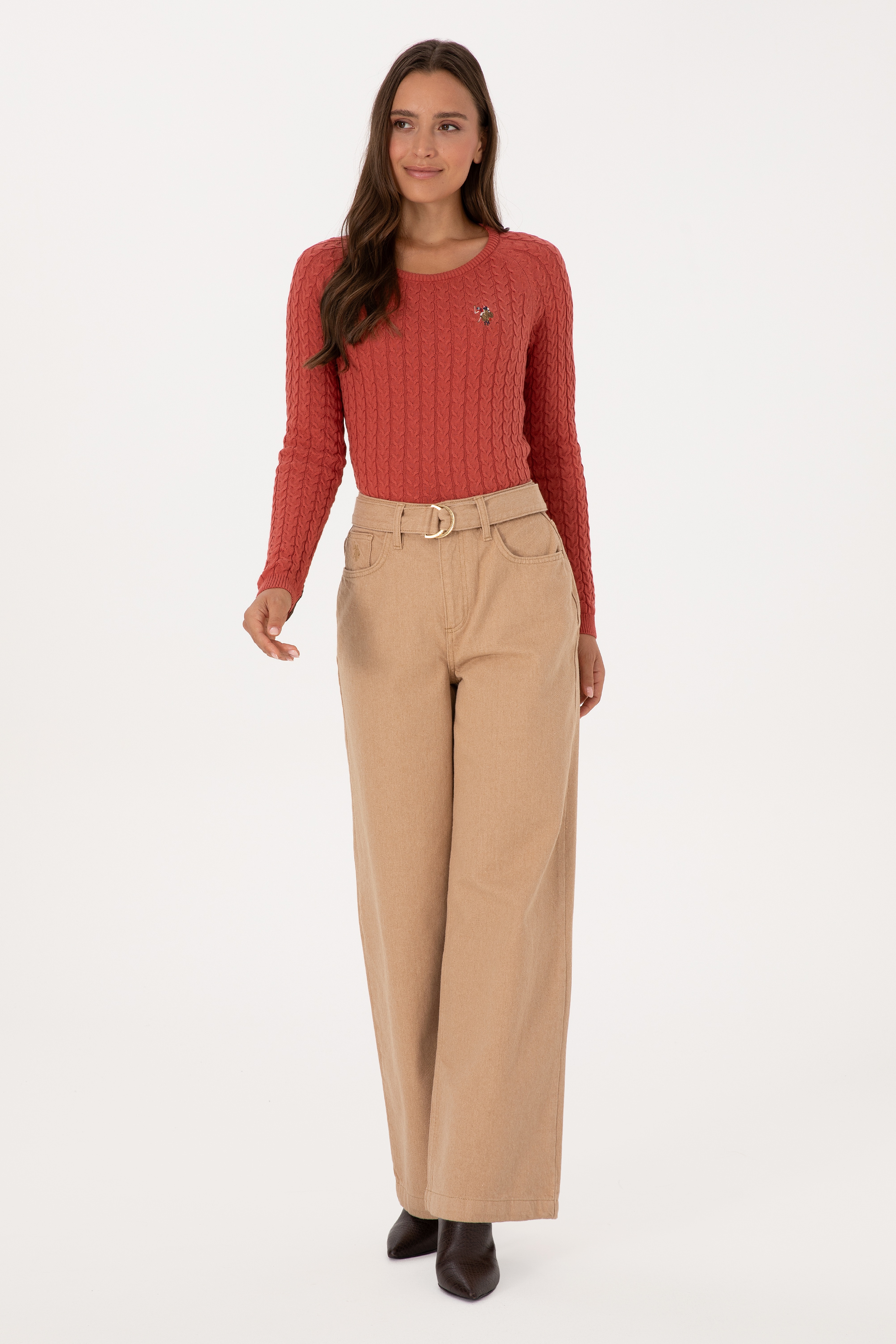 Kadın Camel Loose Fit Jean Pantolon - Image 3