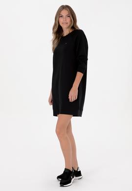 Kadın Siyah Modal Karışımlı Mini Boy Bisiklet Yaka Örme Elbise - 50313438013