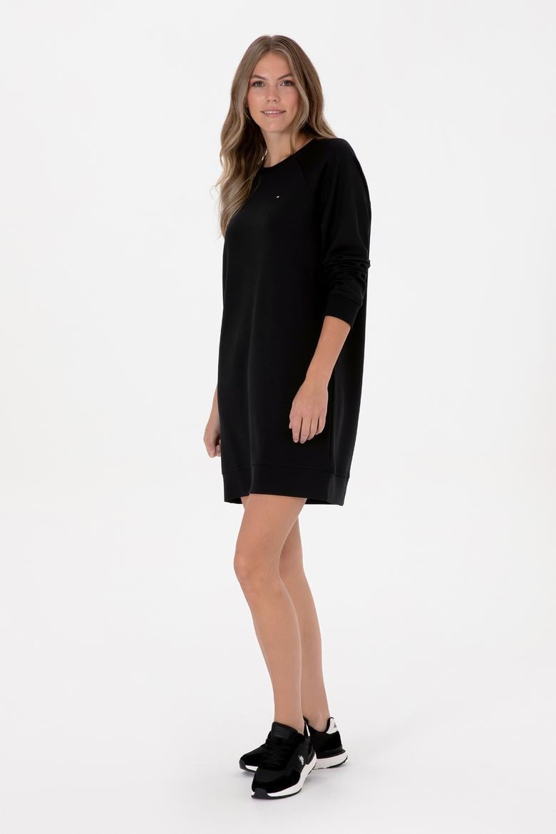 Kadın Siyah Modal Karışımlı Mini Boy Bisiklet Yaka Örme Elbise