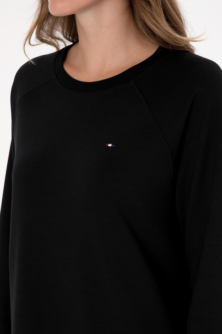 Kadın Siyah Modal Karışımlı Mini Boy Bisiklet Yaka Örme Elbise - 50313438013