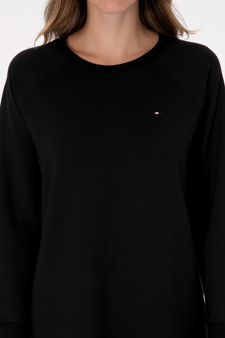 Kadın Siyah Modal Karışımlı Mini Boy Bisiklet Yaka Örme Elbise - 50313438013