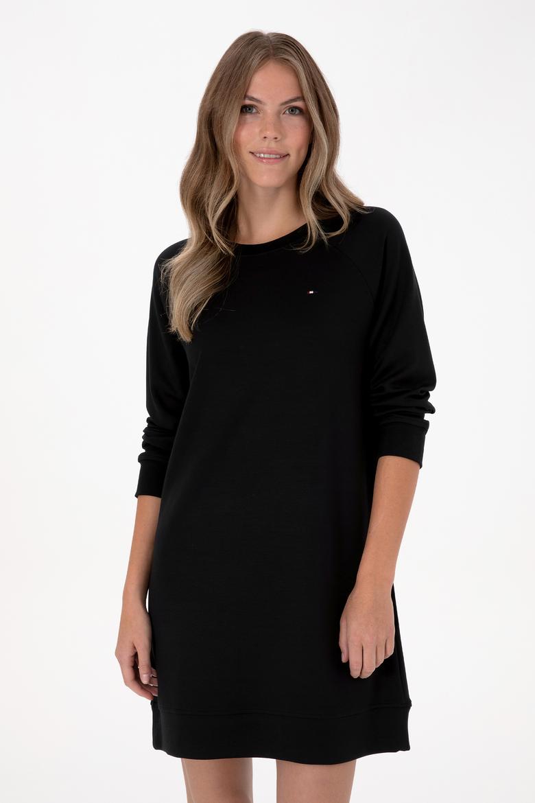 Kadın Siyah Modal Karışımlı Mini Boy Bisiklet Yaka Örme Elbise - 50313438013