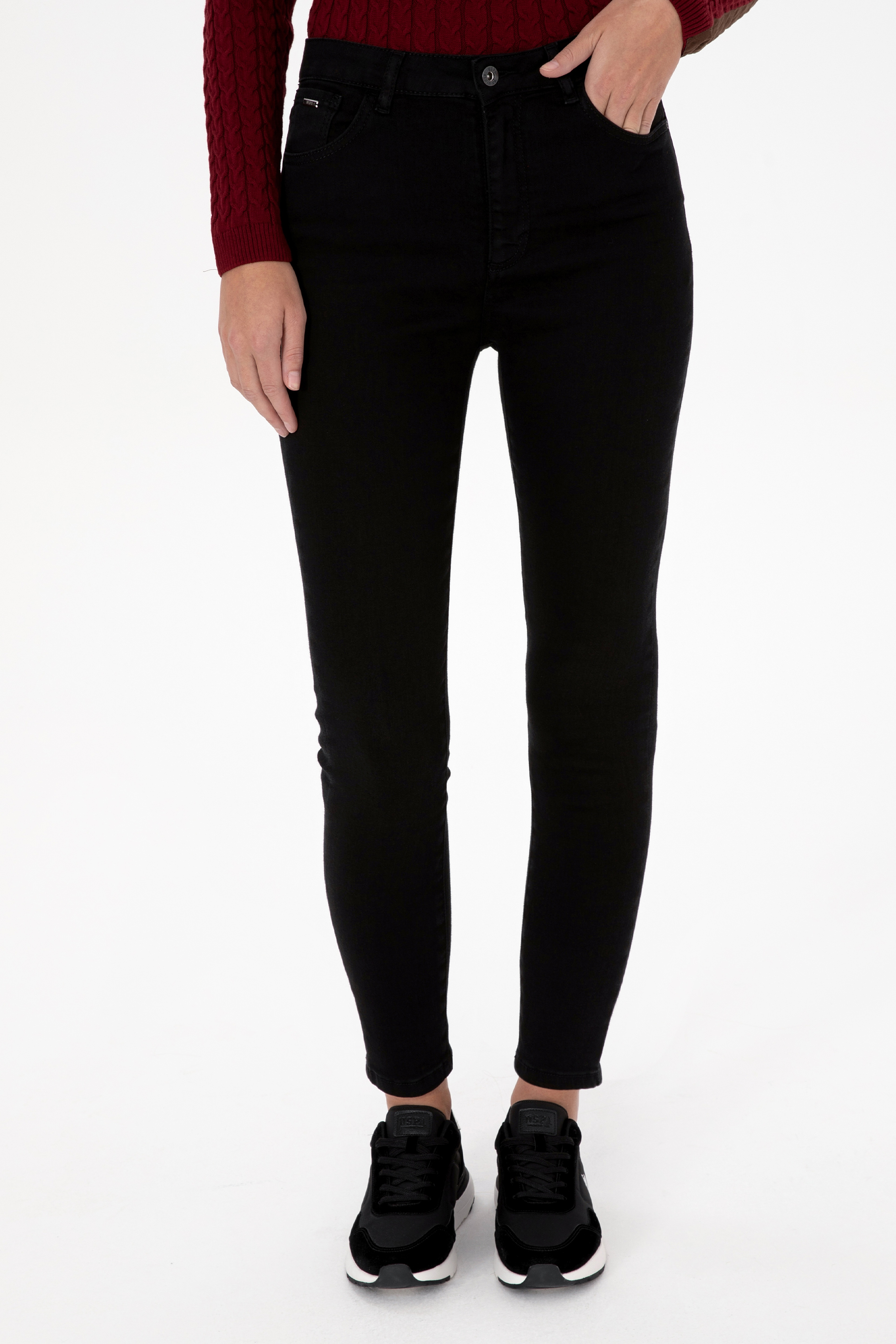 Kadın Siyah Skinny High Waist Fit Jean Pantolon - Image 2