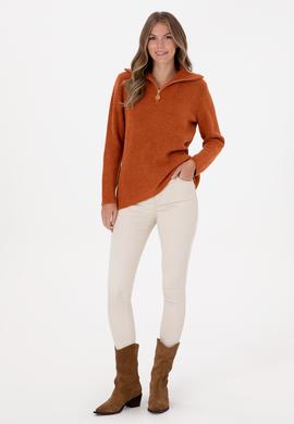 Kadın Bakır V Yaka Fermuarlı Kazak - 50308331034