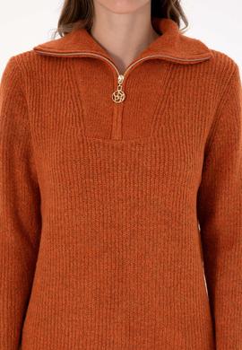 Kadın Bakır V Yaka Fermuarlı Kazak - 50308331034