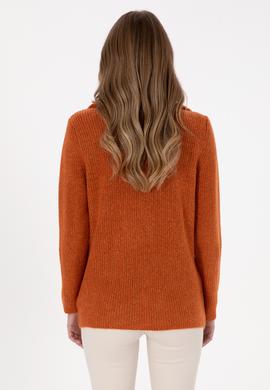 Kadın Bakır V Yaka Fermuarlı Kazak - 50308331034