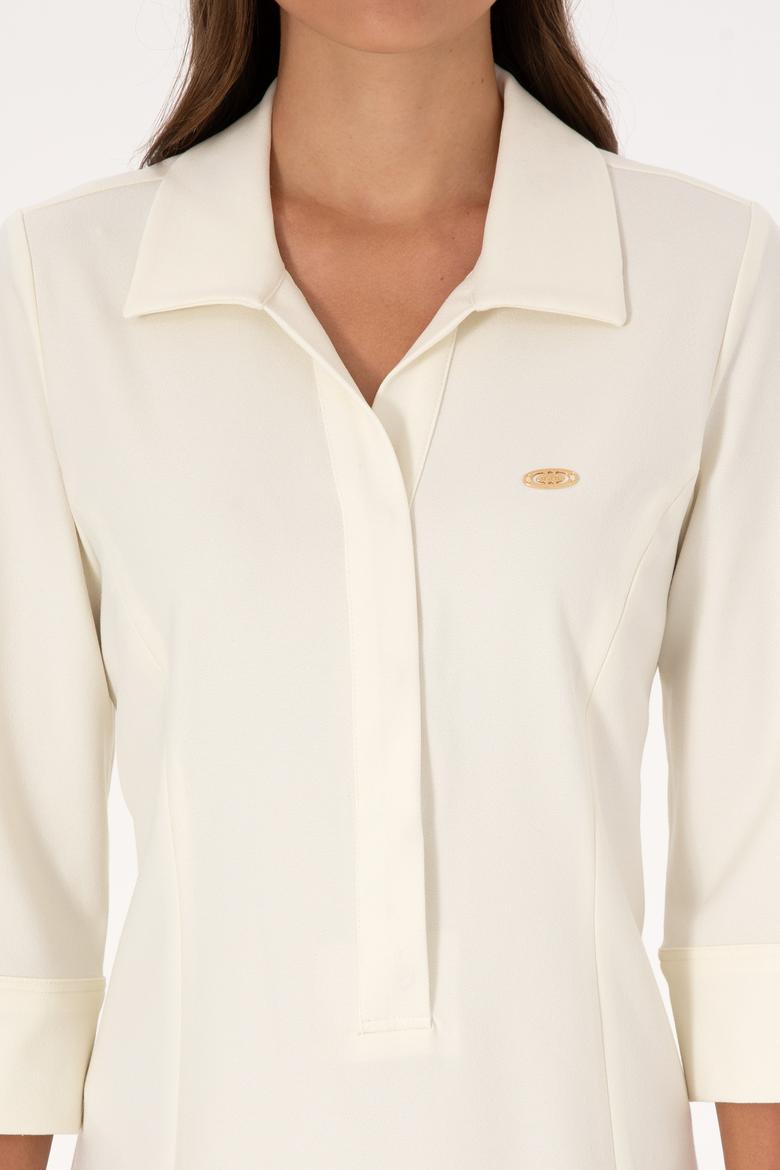 Kadın Beyaz Dokuma Elbise - 50308612010