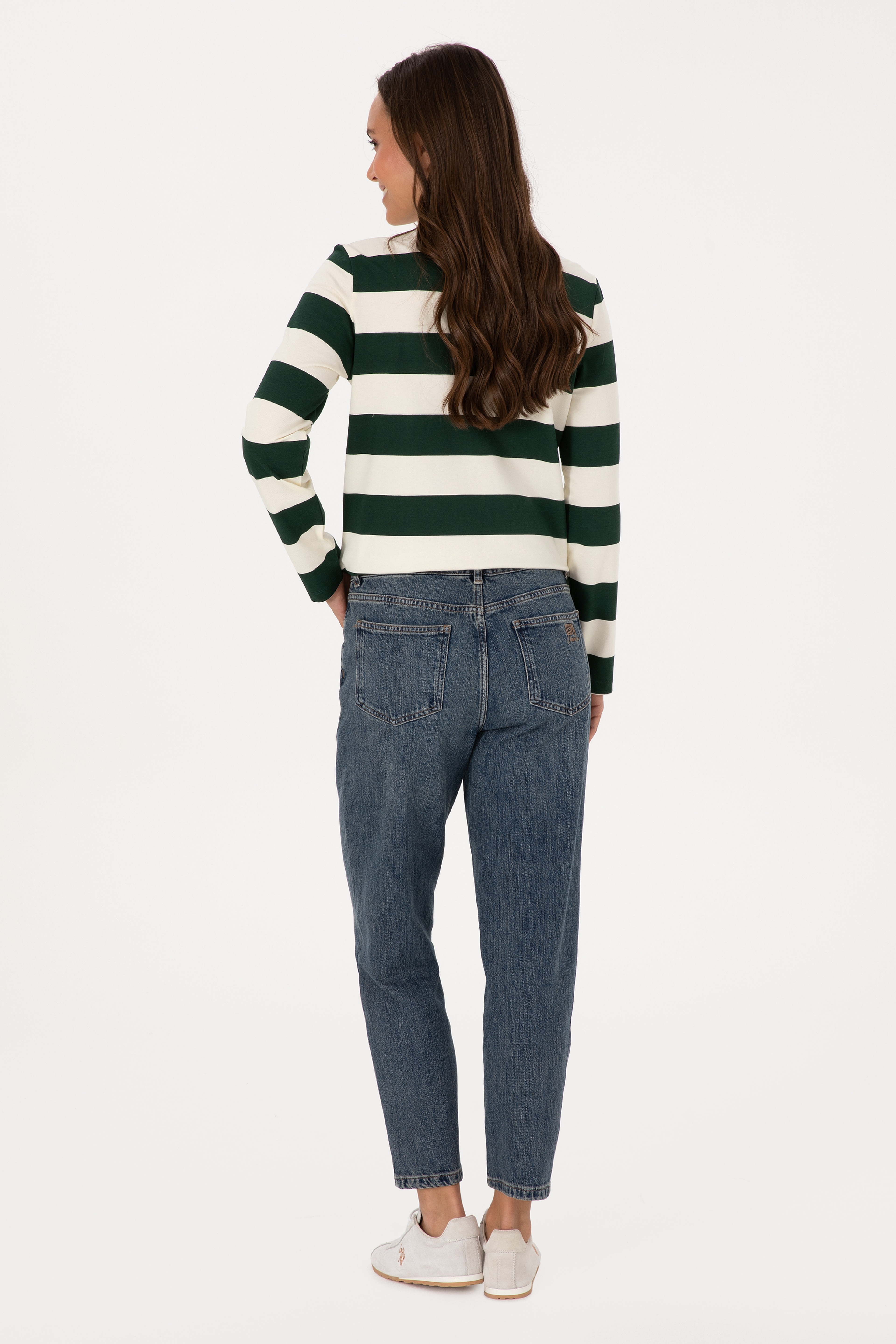 Kadın Yeşil Mom High Waist Fit Jean Pantolon