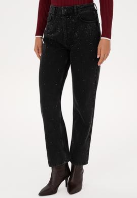 Kadın Siyah Straight Fit Jean Pantolon - 50310188006