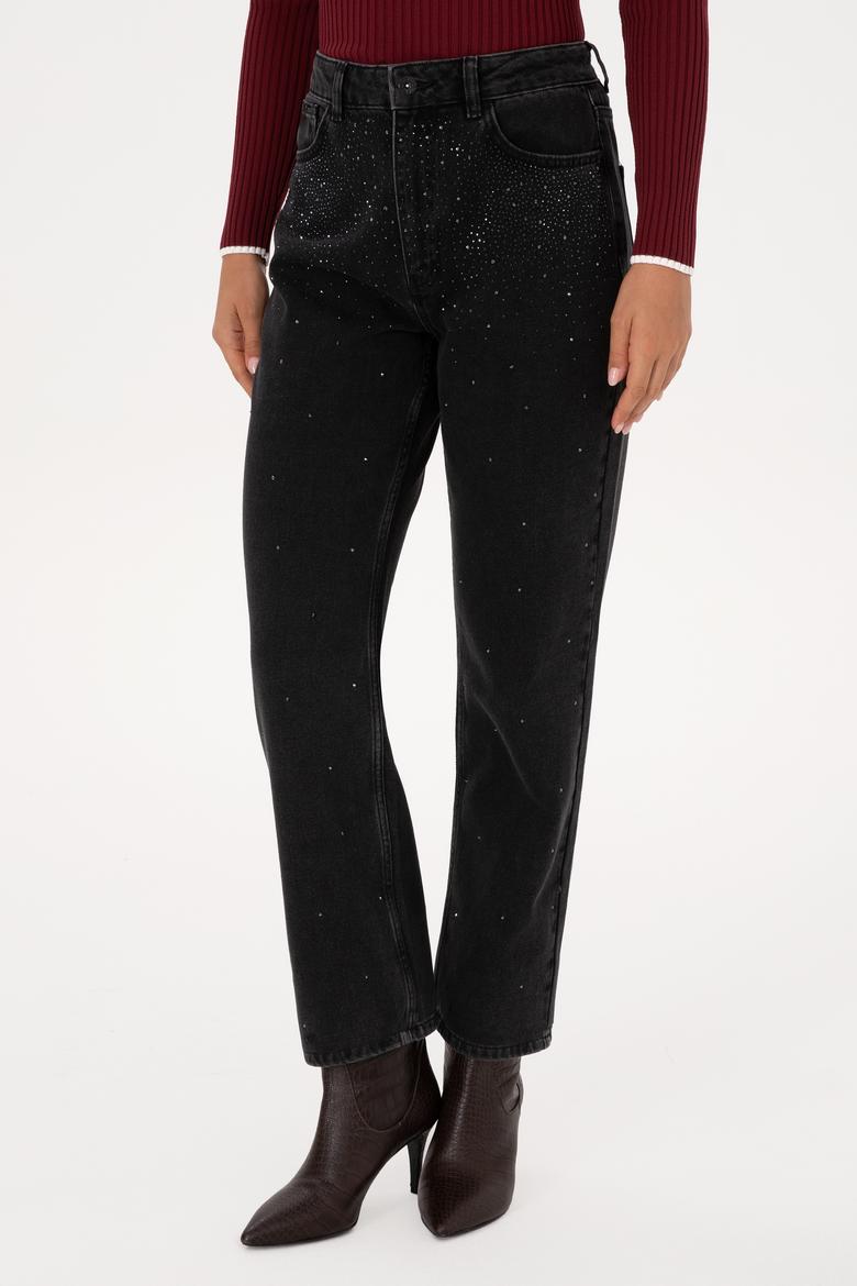 Kadın Siyah Straight Fit Jean Pantolon - 50310188006