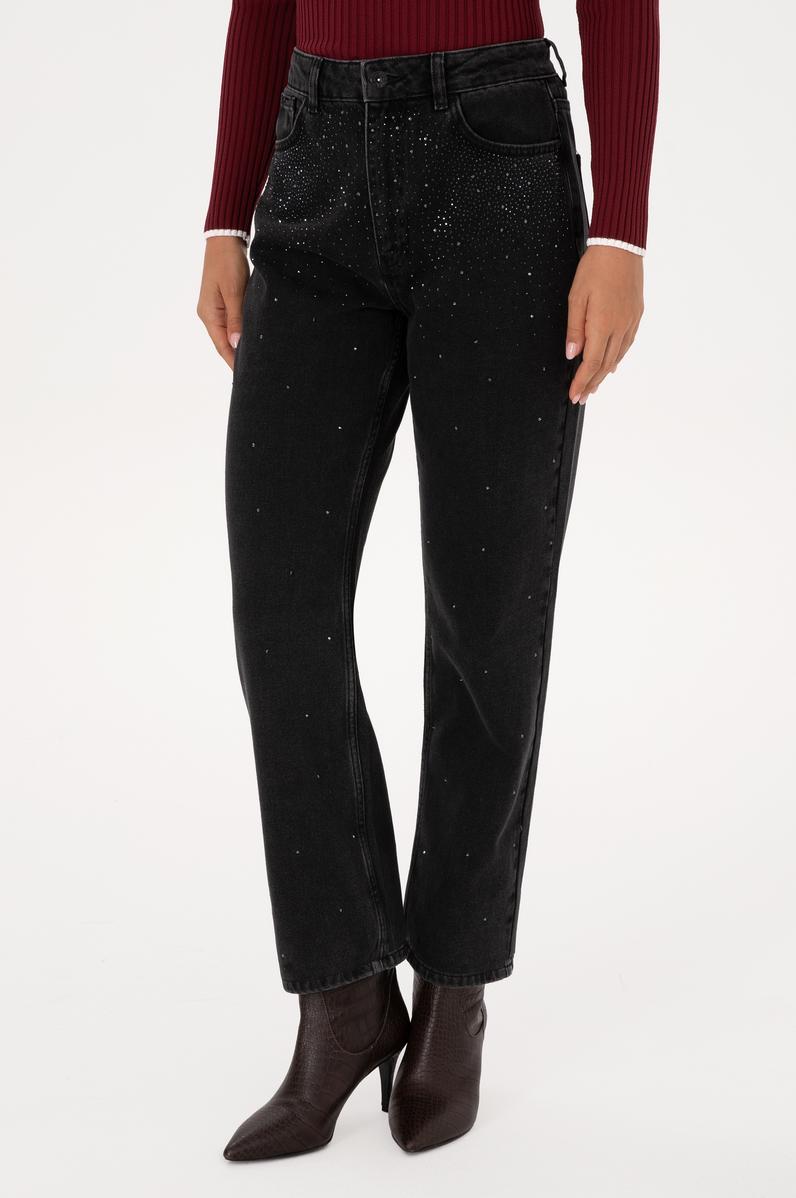 Kadın Siyah Straight Fit Jean Pantolon