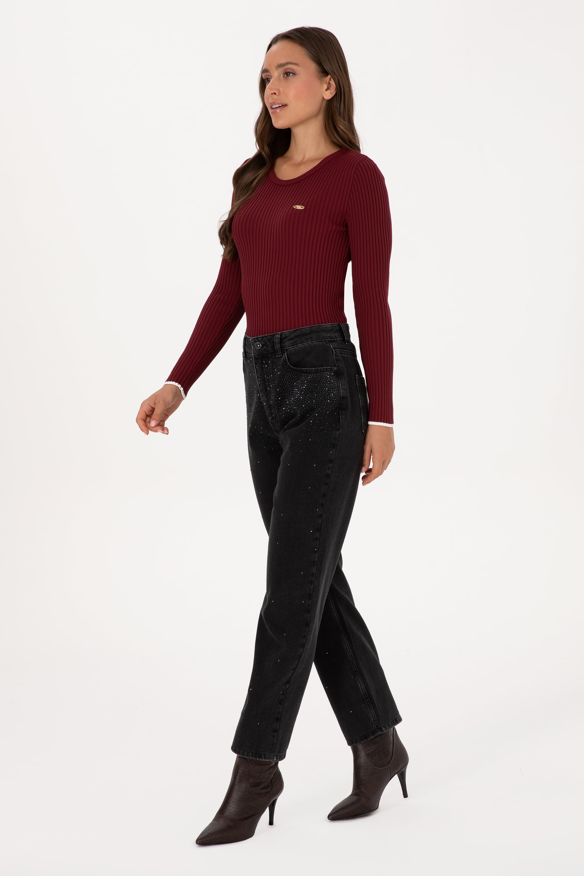 Kadın Siyah Straight Fit Jean Pantolon - Image 3