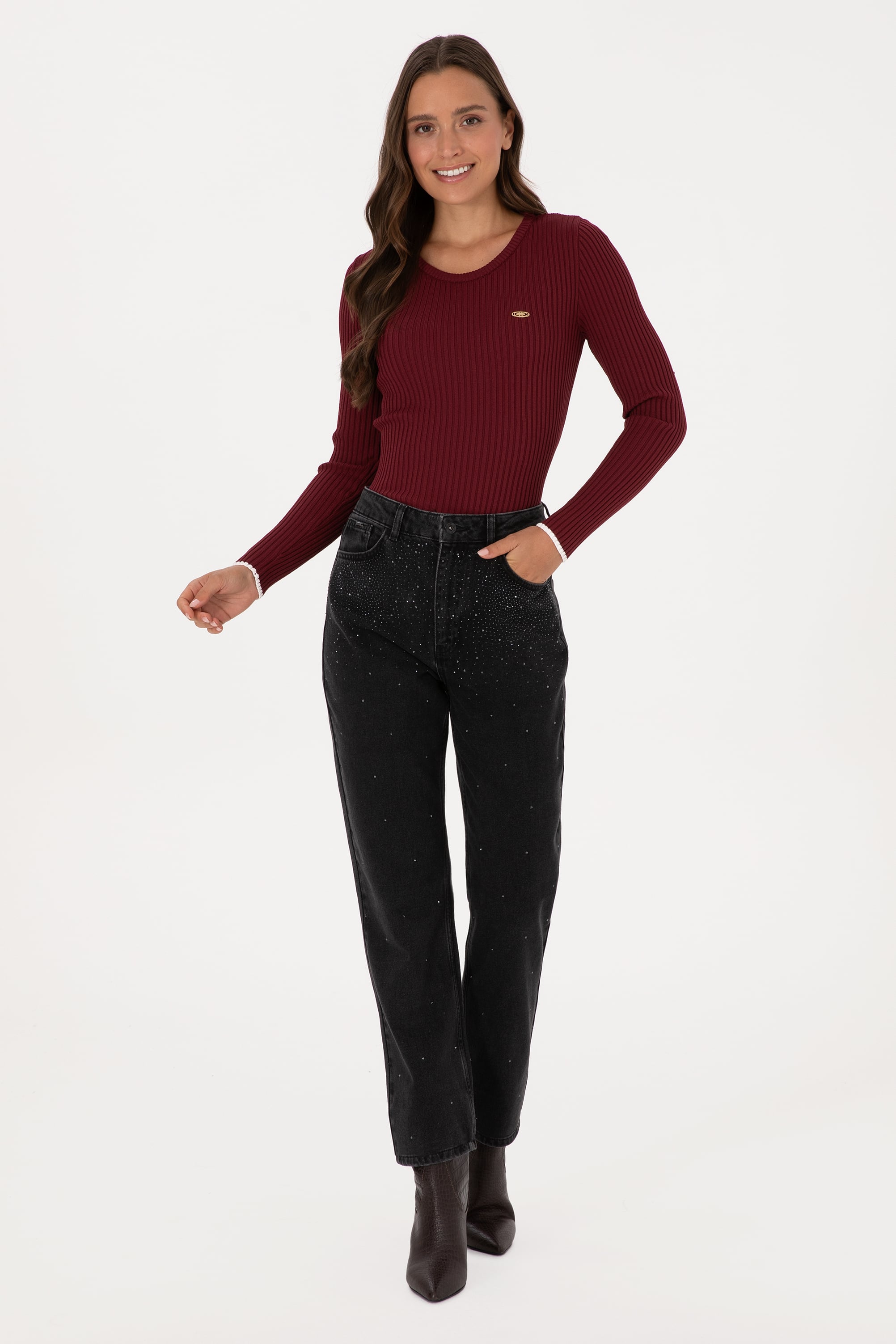 Kadın Siyah Straight Fit Jean Pantolon - Image 1