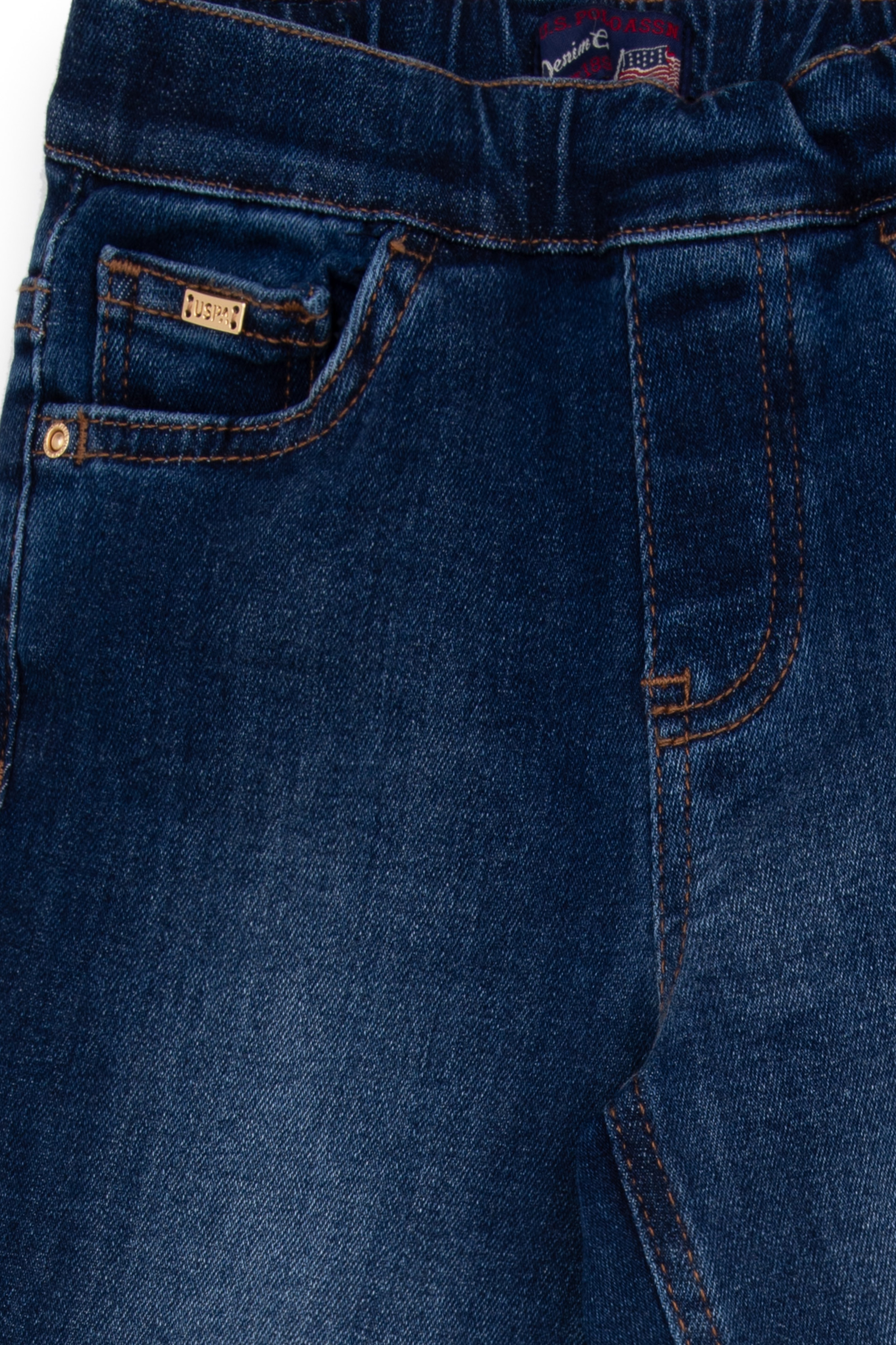 Kız Çocuk Koyu Mavi  Skinny Fit Jean Pantolon - Image 4