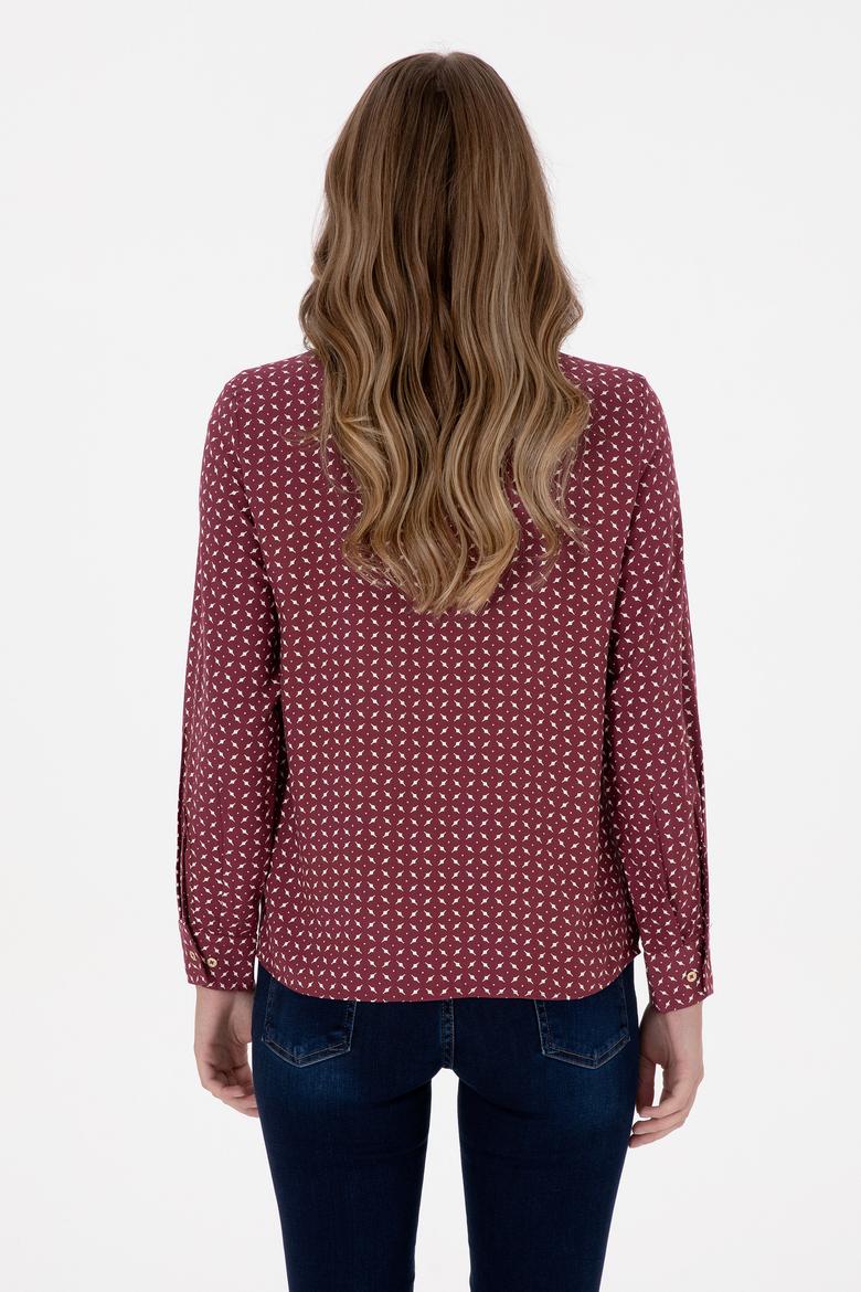 Kadın Bordo Uzun Kollu Gömlek - 50315561006