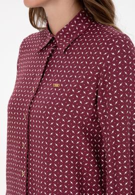 Kadın Bordo Uzun Kollu Gömlek - 50315561006