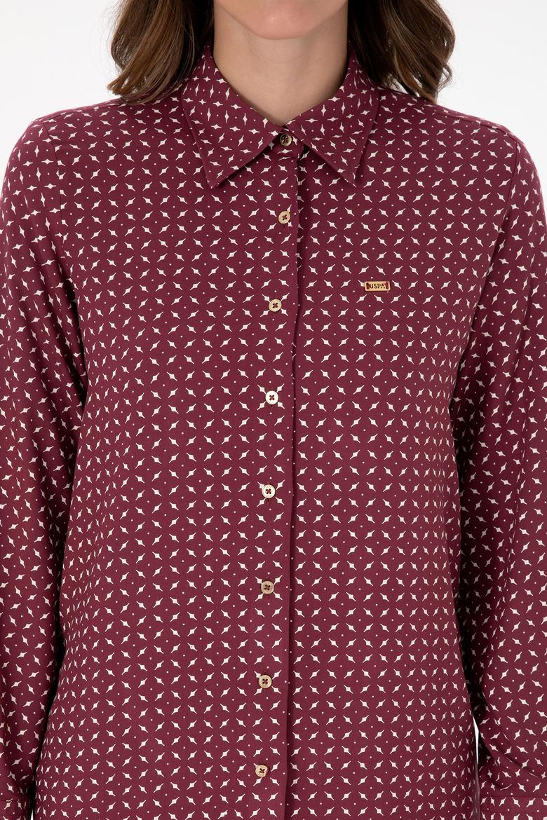 Kadın Bordo Uzun Kollu Gömlek - 50315561006