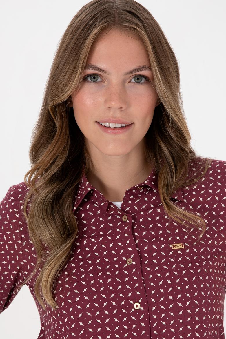 Kadın Bordo Uzun Kollu Gömlek - 50315561006