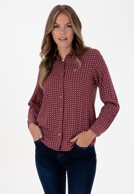 Kadın Bordo Uzun Kollu Gömlek - 50315561006