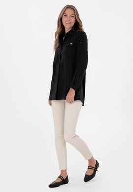 Kadın Siyah Uzun Kollu Gömlek - 50309037020