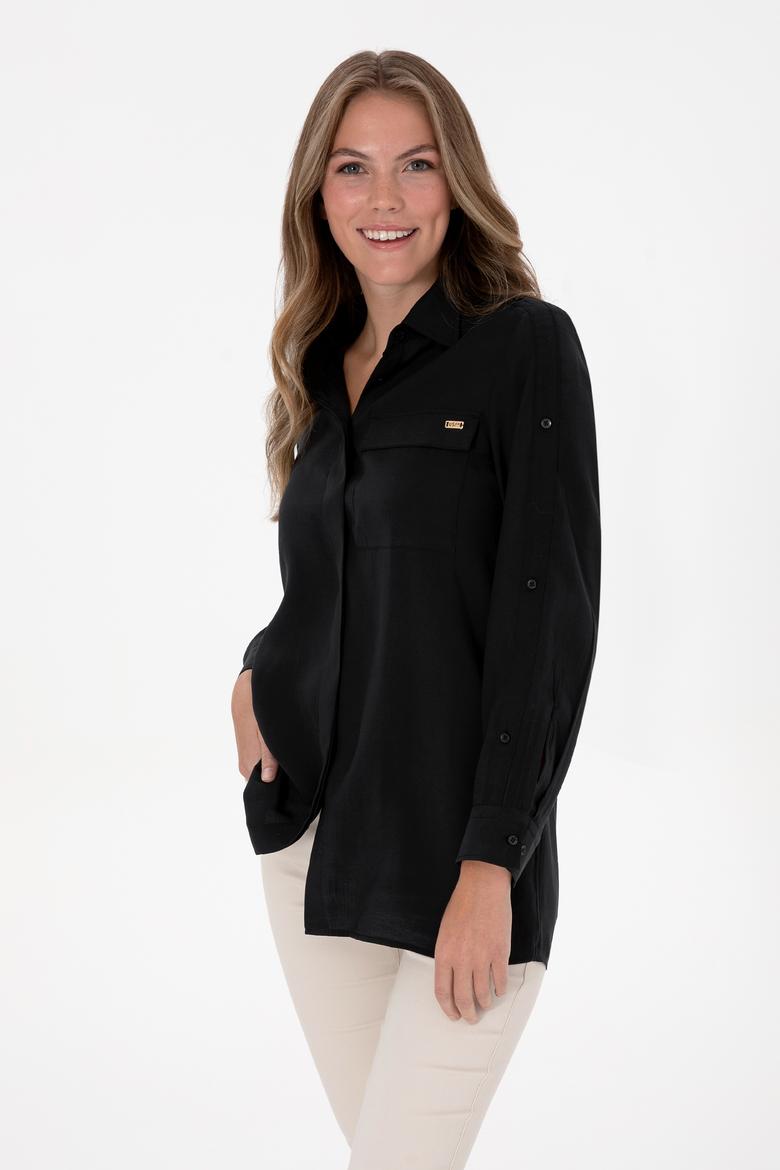 Kadın Siyah Uzun Kollu Gömlek - 50309037020