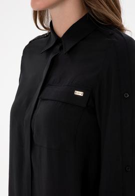 Kadın Siyah Uzun Kollu Gömlek - 50309037020