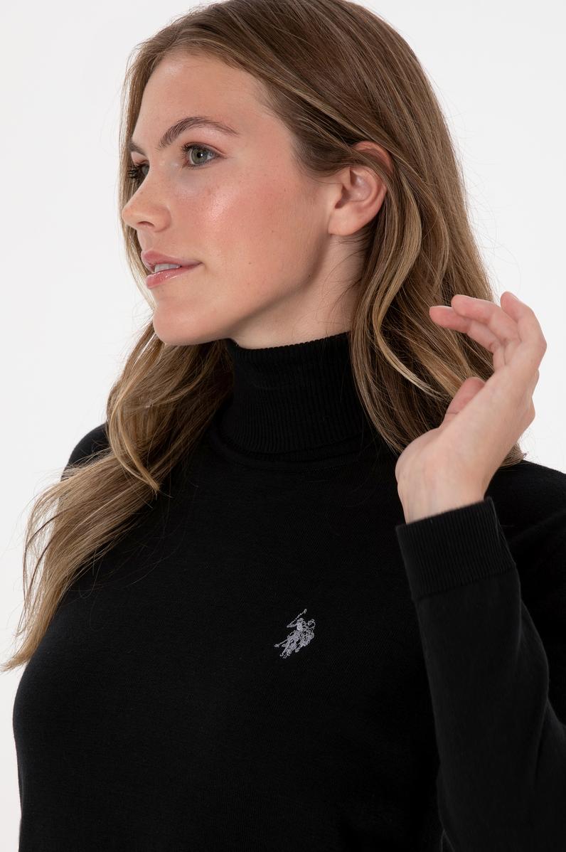 Kadın Siyah Boğazlı Basic Kazak