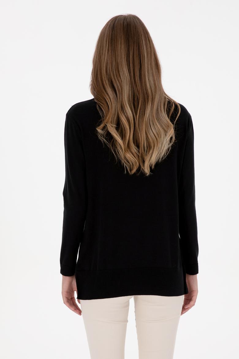 Kadın Siyah Boğazlı Basic Kazak - 50313621005