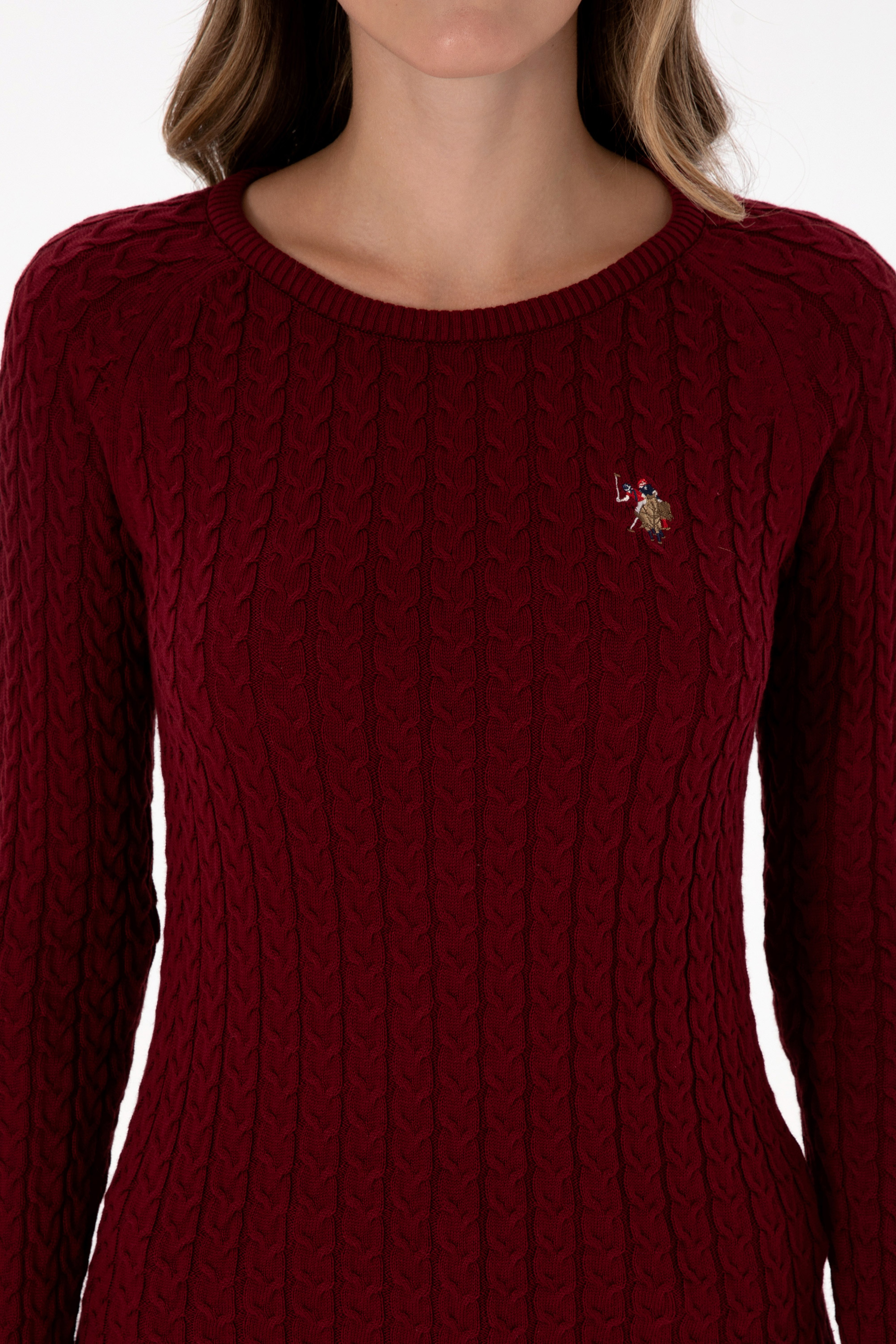 Kadın Bordo Bisiklet Yaka Basic Kazak - Image 6