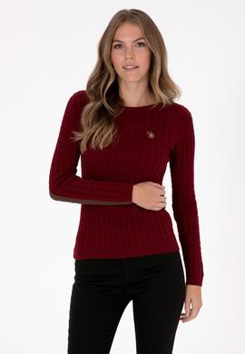 Kadın Bordo Bisiklet Yaka Basic Kazak - 50307728017