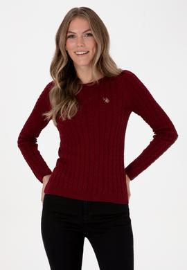 Kadın Bordo Bisiklet Yaka Basic Kazak - 50307728017