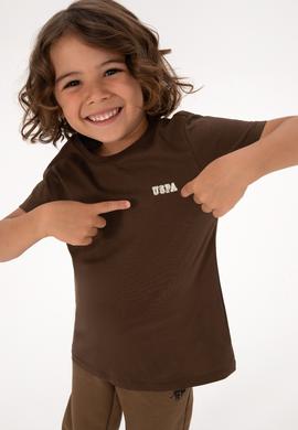 Erkek Çocuk Kahverengi Bisiklet Yaka Tişört - 50313932163