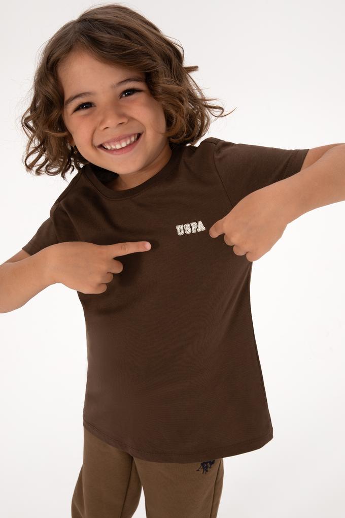 Erkek Çocuk Kahverengi Bisiklet Yaka Tişört